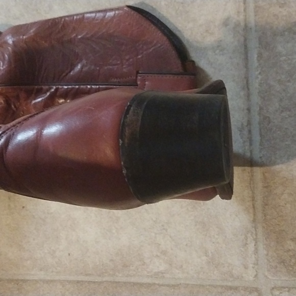 Justin Women Brown Leather Western Heeled Cowboy Boots Size 5.5 - Picture 5 of 9